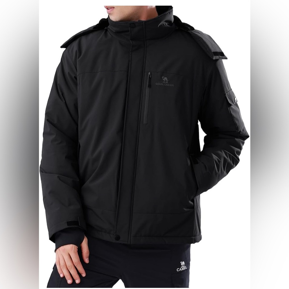 CAMEL CROWN Mens Winter Coat Waterproof Ski Jacket Lining Warm, Size Medium
